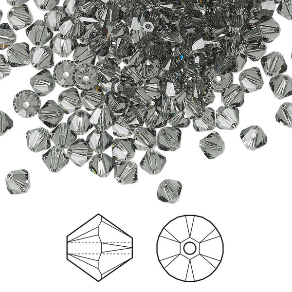 Bead 144pk black diamond, Crystal Passions® 4mm bicone 5328 image number 0