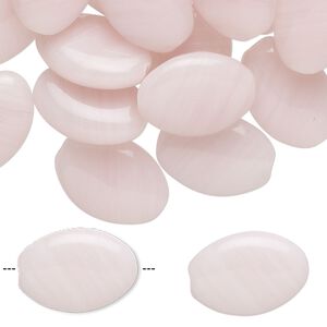 Bead, Czech pressed glass, translucent soft pink, 16x11mm puffed oval. Sold per 2-ounce pkg, approximately 40 beads.