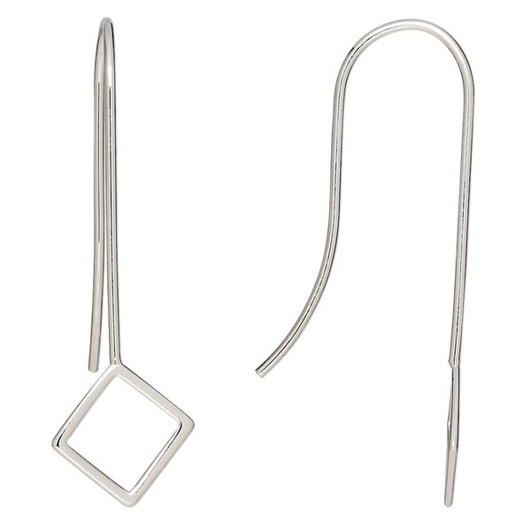 Ear wire fishhook 1pkg2 sterling silver, 41mm / diamond, 20 gauge 1 pair image number 0