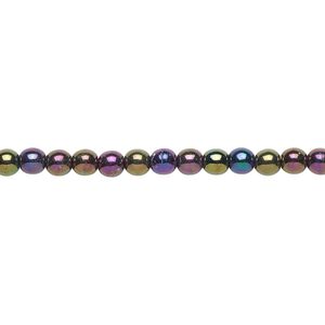 Bead, Czech glass druk, opaque iris purple, 4mm round. Sold per 15-1/2" to 16" strand.