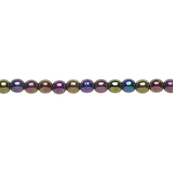 Bead, Czech glass druk, opaque iris purple, 4mm round. Sold per 15-1/2" to 16" strand. image number 0