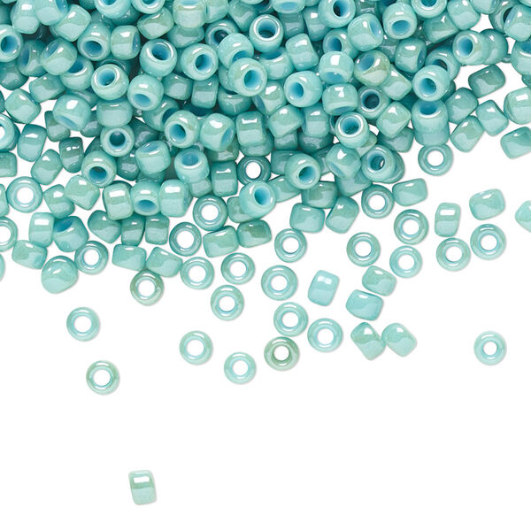 Seed bead, TOHO BEADS®, glass, pkg/7.5g, #8 round, opaque luster lagoon (TR-08-1611). image number 0