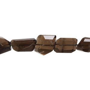 Smoky quartz 1pkg1, hand-cut faceted nugget bead 8 inch small