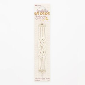 Bracelet component, cotton and gold-finished steel, cream, 25mm wide with infinity knot, 6 inches. Sold individually.
