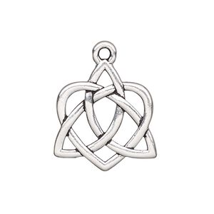 Charm, TierraCast®, antique silver-plated "pewter" (tin-based alloy), 23x21mm double-sided Celtic heart with cutout design. Sold per pkg of 2.