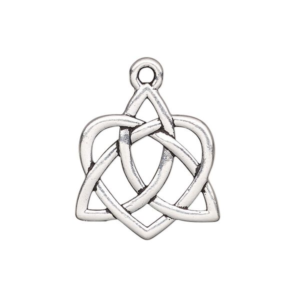 Charm, TierraCast®, antique silver-plated "pewter" (tin-based alloy), 23x21mm double-sided Celtic heart with cutout design. Sold per pkg of 2. image number 0