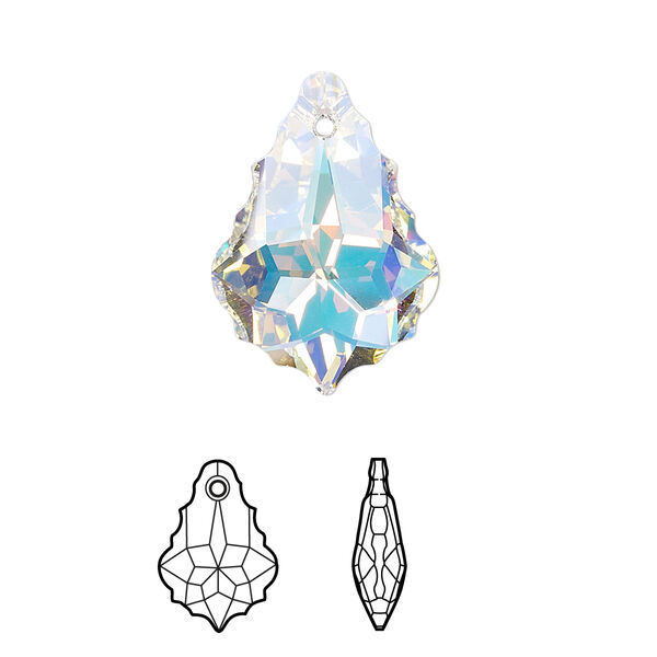 Drop 1pk crystal AB, Crystal Passions® 22x15mm pendant baroque 6090 image number 0