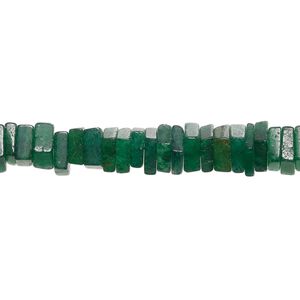 Emerald green aventurine 1pkg1, hand-cut flat square bead natural 8 inch 5x1mm-6x3mm