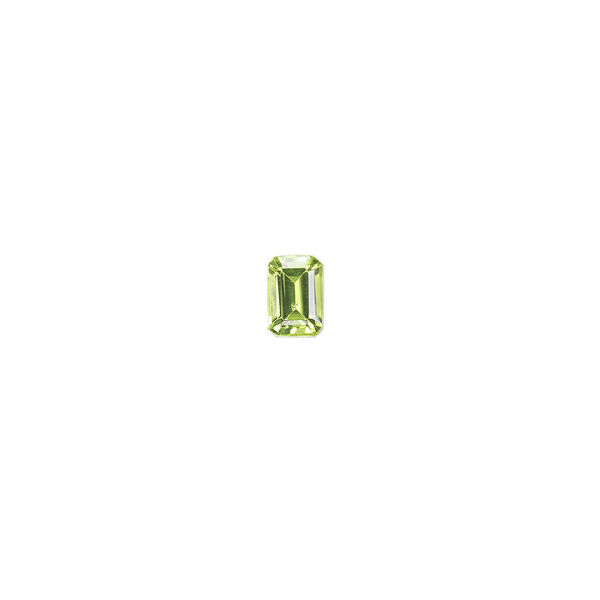 Gem, peridot (natural), 6x4mm faceted emerald-cut, A grade, Mohs hardness 6-1/2 to 7. Sold individually. image number 0