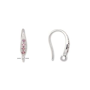 Ear wire fishhook 1pkg2 sterling silver / garnet (natural), 15mm / open loop, 18 gauge 1 pair
