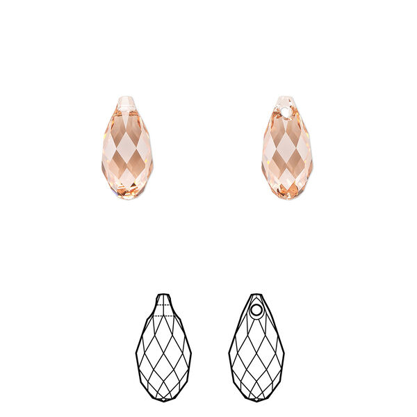 Briolette 24pk rose peach, Crystal Passions® 11x5.5mm pendant drop 6010 image number 0