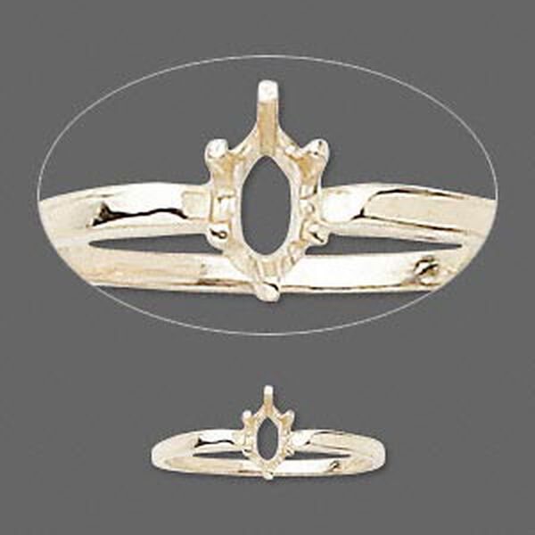 Ring, Sure-Set™, 14Kt gold, 6x3mm 6-prong marquise basket setting, size 6.5. Sold individually. image number 0