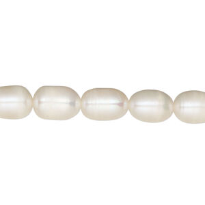 Freshwater 1pkg1, rice pearl, 14 inch white 7-8mm cultured