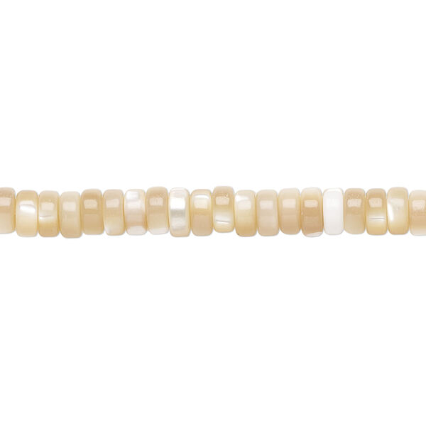 Bead, mother-of-pearl shell (natural), 5x2mm heishi, Mohs hardness 3-1/2. Sold per 15-1/2 to 16-inch strand. image number 0