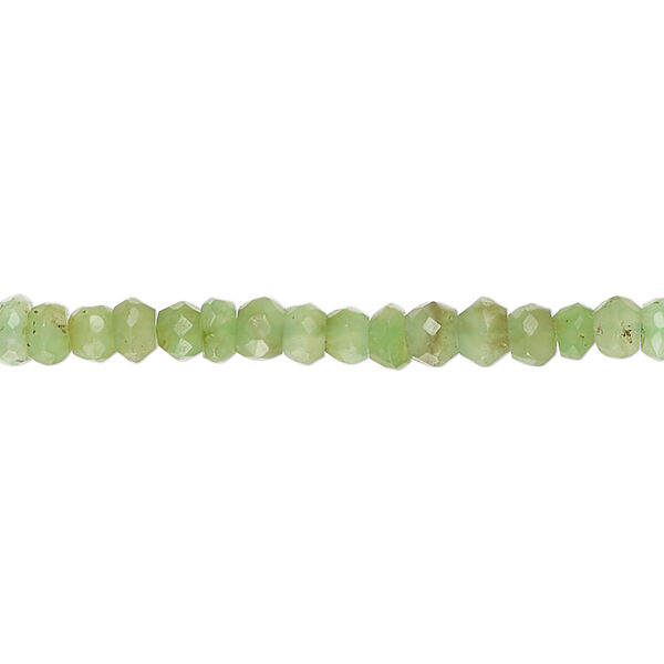 Bead, chrysoprase (natural), 4x3mm-5x4mm hand-cut faceted rondelle and 4mm hand-cut faceted round, B grade, Mohs hardness 6-1/2 to 7. Sold per 14-inch strand, approximately 120 beads. image number 0