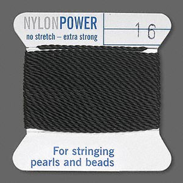 Thread, Griffin, nylon, black, size #16. Sold per 2-meter card (approximately 78 inches). image number 0