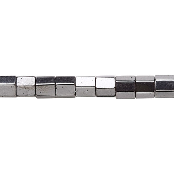 Bead, Hemalyke™ (man-made), magnetic, 5mm faceted tube. Sold per 15-1/2" to 16" strand. image number 0