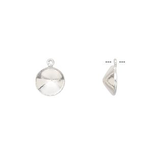 Drop, Almost Instant Jewelry®, silver-finished brass, 8.5mm with SS39 rivoli setting. Sold per pkg of 10.