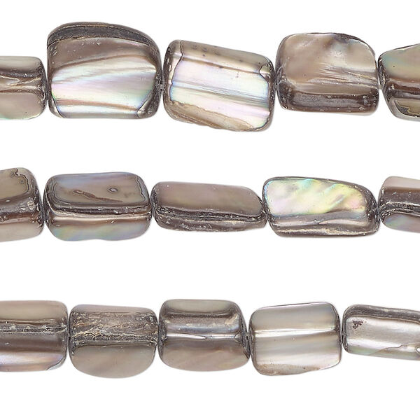 Bead, mother-of-pearl shell (dyed), silver, medium to large chip and 10x7mm-11x8mm stick, Mohs hardness 3-1/2. Sold per pkg of (3) 15-inch strands. image number 0