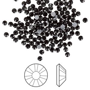 Flat back 144pk jet foil back, Crystal Passions® hotfix rhinestone 2.3-2.5mm rose round SS8 2038HF