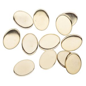 Component, gold-finished stainless steel, 19x14mm oval. Sold per pkg of 12.