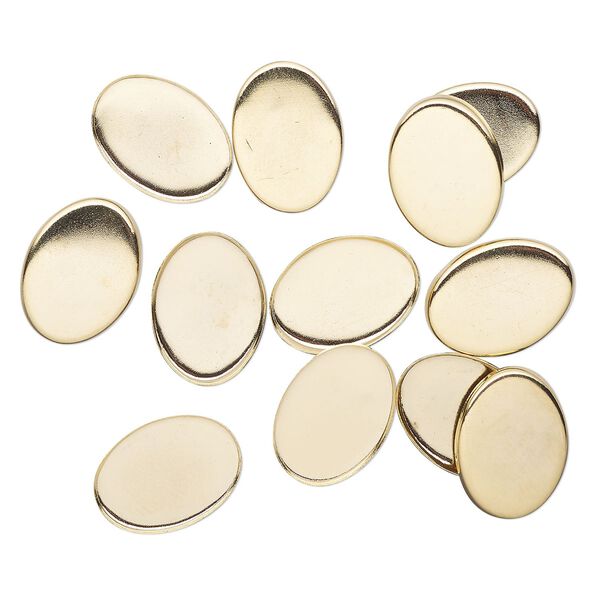 Component, gold-finished stainless steel, 19x14mm oval. Sold per pkg of 12. image number 0