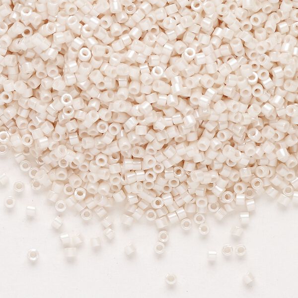 Seed bead, Delica®, glass, pkg/7.5g, #11 round, opaque glazed luster bisque white (DB-1530-1). image number 0