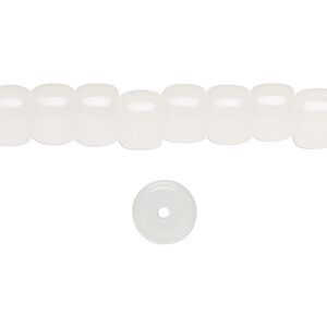Bead, glass, translucent white opal, 8x6mm barrel. Sold per 15-1/2 to 16-inch strand.