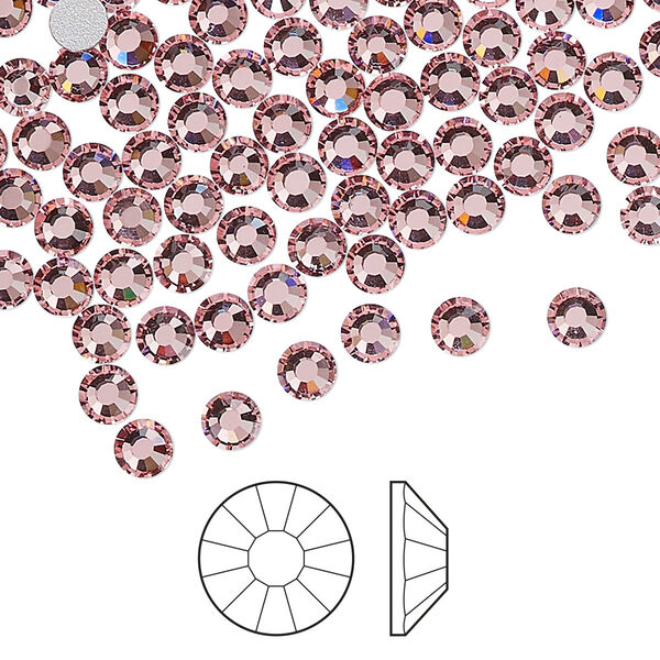Flat back 144pk light rose foil back, Preciosa Viva 12® Czech crystal rhinestone 3.8-4mm chaton rose round SS16 image number 0
