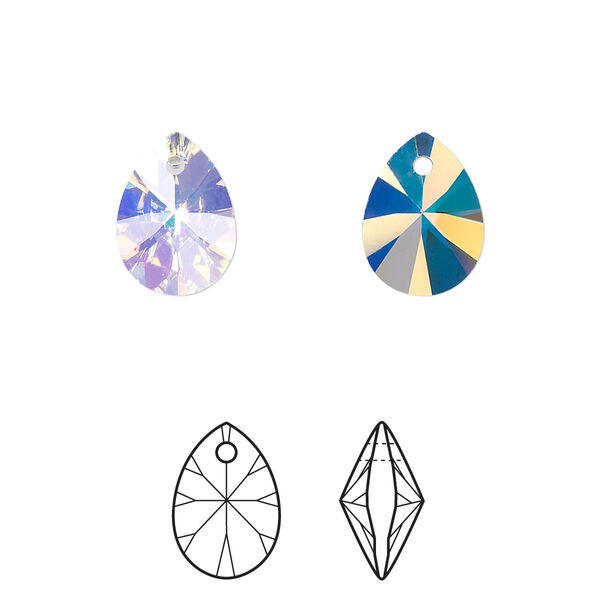 Drop 6pk crystal AB, Crystal Passions® 12x9mm pendant mini pear 6128 image number 0