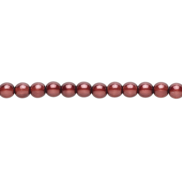 Bead, Czech pearl-coated glass druk, burgundy, 4mm round. Sold per 15-1/2" to 16" strand. image number 0