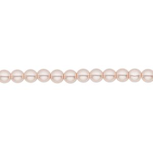 Bead, Czech pearl-coated glass druk, opaque soft pink, 4mm round. Sold per 15-1/2" to 16" strand.