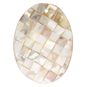 Focal, black lip shell / gold lip shell / mother-of-pearl shell (assembled), 58x43mm - 61x46mm single-sided concave oval, Mohs hardness 3-1/2. Sold individually.