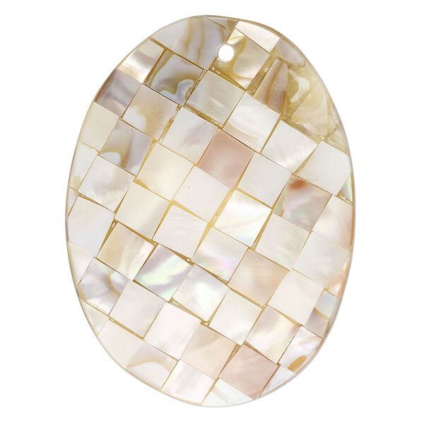 Focal, black lip shell / gold lip shell / mother-of-pearl shell (assembled), 58x43mm - 61x46mm single-sided concave oval, Mohs hardness 3-1/2. Sold individually. image number 0