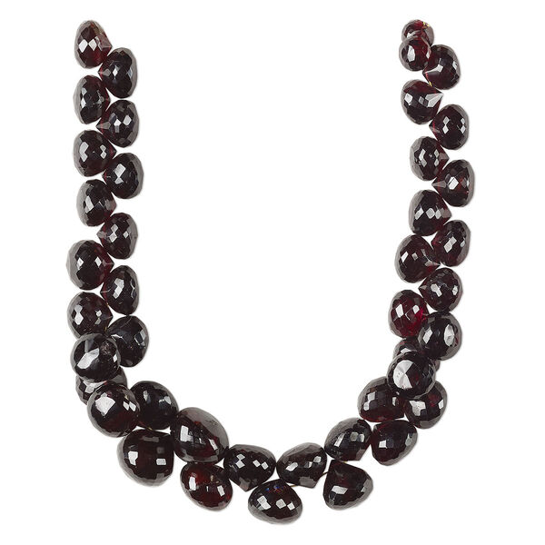 Garnet 1pkg1, hand-cut top-drilled faceted teardrop bead natural 8 inch graduated 6-11mm image number 0