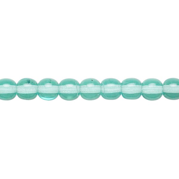 Bead, Czech glass druk, transparent light aqua, 6mm round. Sold per 15-1/2" to 16" strand. image number 0