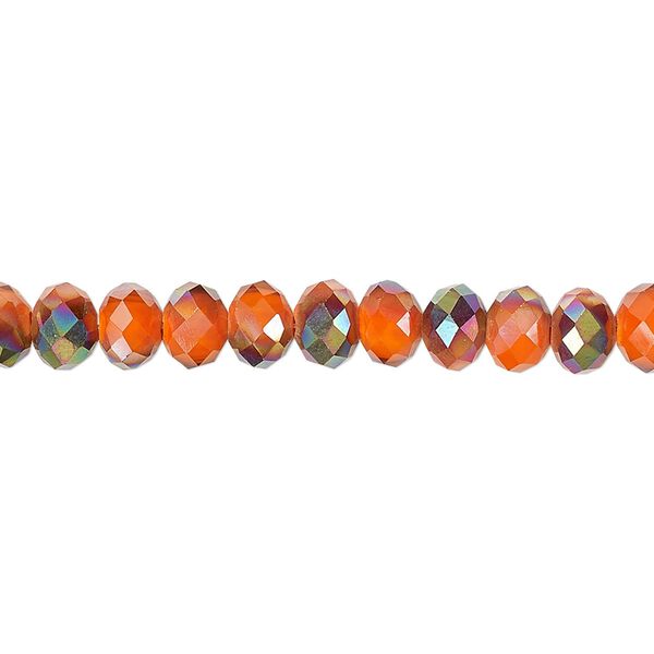 Bead 1pk 48 facets opaque orange smoky AB, Celestial Crystal® 6x4mm rondelle 15.5-16 inch image number 0