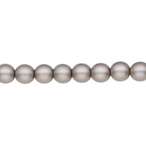 Bead, Czech pearl-coated glass druk, opaque matte grey, 6mm round. Sold per 15-1/2" to 16" strand.