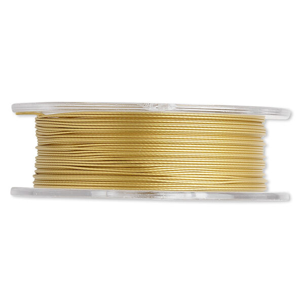 Beading wire, Tigertail™, nylon-coated stainless steel, gold, 3 strand, 0.018-inch diameter. Sold per 30-foot spool. image number 0