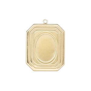 Drop, 14Kt gold-filled, 23x19mm single-sided rectangle with 14x10mm oval setting. Sold individually.