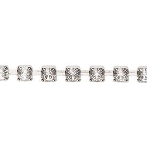 Cupchain, Vintage Crystal™, imitation rhodium-plated brass, crystal clear, 4.6mm round. Sold per 1-meter section.