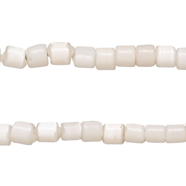 Bead, cat's eye glass (fiber optic glass), pale pink, 5x4mm-6x4mm round tube. Sold per pkg of (2) 15-inch strands, approximately 120 beads. image number 0