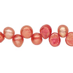 Pearl, cultured freshwater (dyed), tulip, 6-8mm top-drilled flat-sided potato with 0.4-0.5mm hole, D grade, Mohs hardness 2-1/2 to 4. Sold per 14-inch strand.