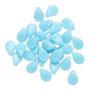 Bead, Preciosa Pip™, Czech pressed glass, opaque baby blue, 7x5mm top-drilled pip. Sold per pkg of 30.