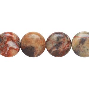 Dream jasper 1pkg1, flat round bead natural 8 inch 12mm