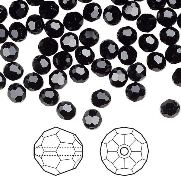 Bead 144pk jet, Crystal Passions® 5mm round 5000 image number 0