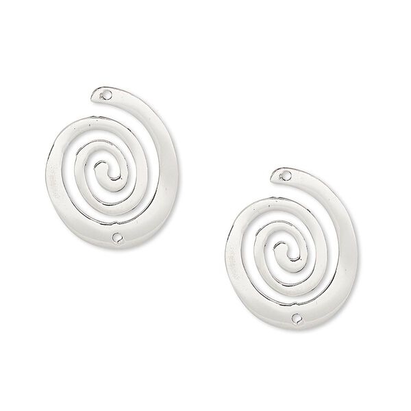 Link, sterling silver, 17x14mm spiral. Sold per pkg of 2. image number 0