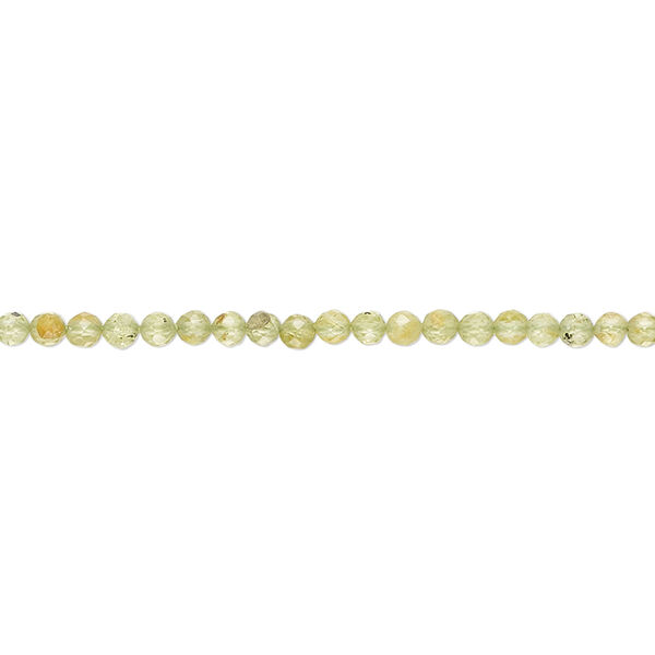 Peridot 1pkg1, hand-cut faceted round bead natural B- grade, 12 inch 2mm image number 0