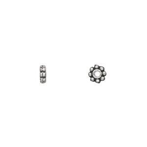 Bead, antique silver-plated "pewter" (zinc-based alloy), 5x2mm double-sided rondelle. Sold per pkg of 500.