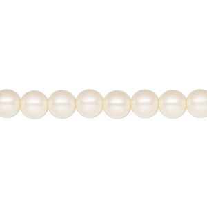 Pearl 25pk pearlescent cream, Preciosa Czech crystal 6mm round